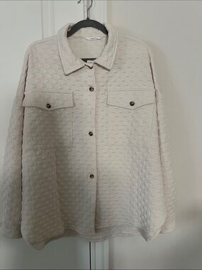 Timing Cream Quilted Button-Front Utility Jacket